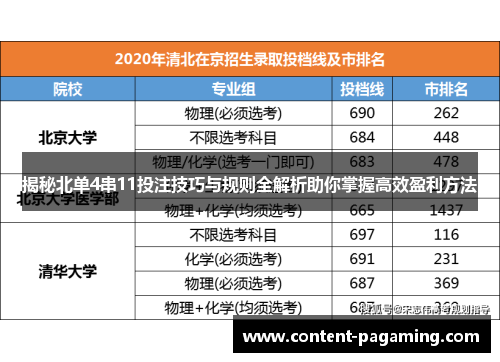 揭秘北单4串11投注技巧与规则全解析助你掌握高效盈利方法
